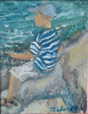 Fishing – oil painting by Peter Gulian