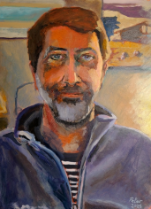 Self portrait – oil by Peter Gulian
