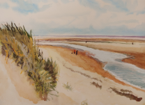 Norfolk beach – watercolour painting by Peter Gulian
