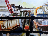 Docks in Brentford – watercolour painting by Peter Gulian