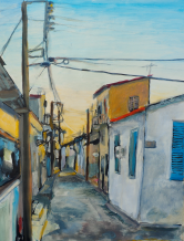 Larnaca streets – oil painting by Peter Gulian