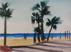 Pfinifoudes – watercolour by Peter Gulian