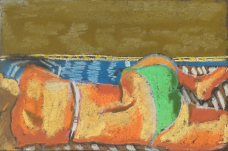 Beach bum – watercolour by Peter Gulian
