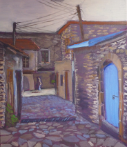 Kato Drys village – oil painting by Peter Gulian
