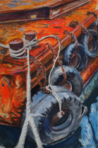 Hwasun Harbour – watercolour painting by Peter Gulian